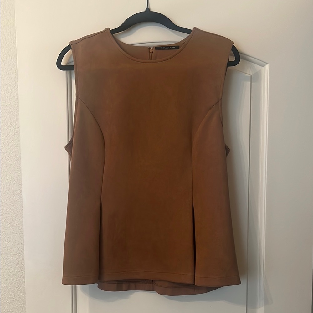 Brown Suede Sleeveless Top - Tahari (14)